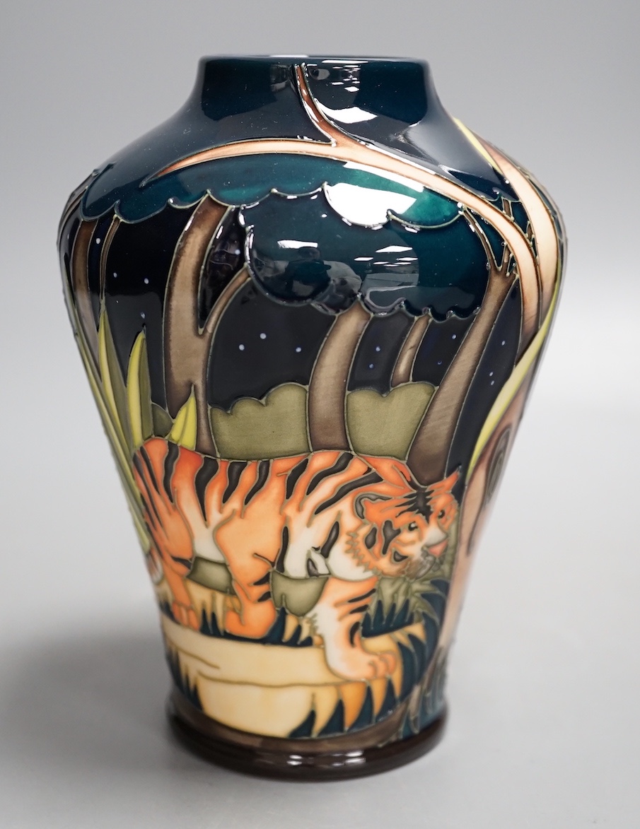 A Moorcroft 'tyger tyger' vase, MCC Three Star Exclusive, by Vicky Lovatt, 2008, boxed, 15.5 cms high.